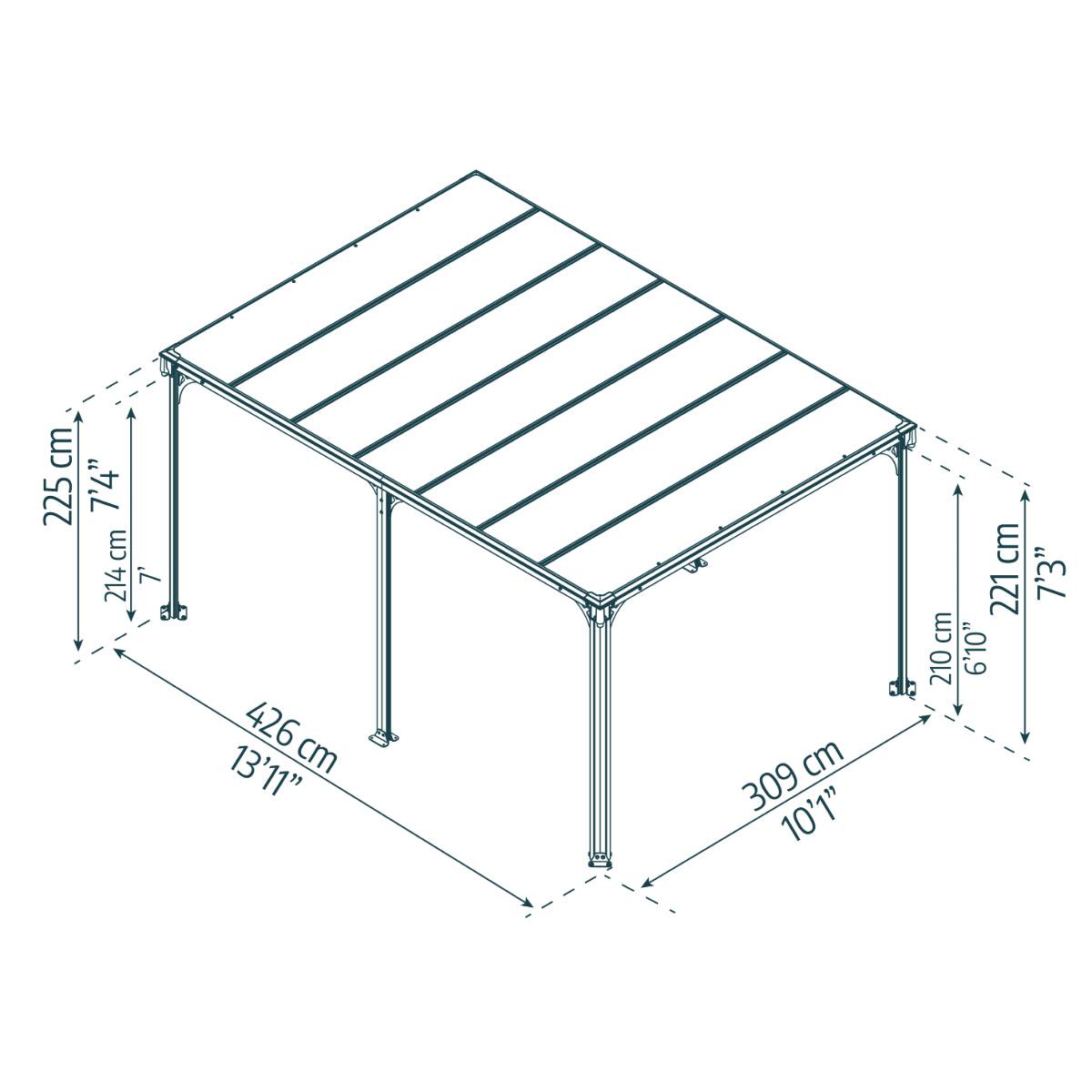 Milano Aluminum Flat Roof Gazebo 10 x 14 ft.| Palram-Canopia-Delightful Yard