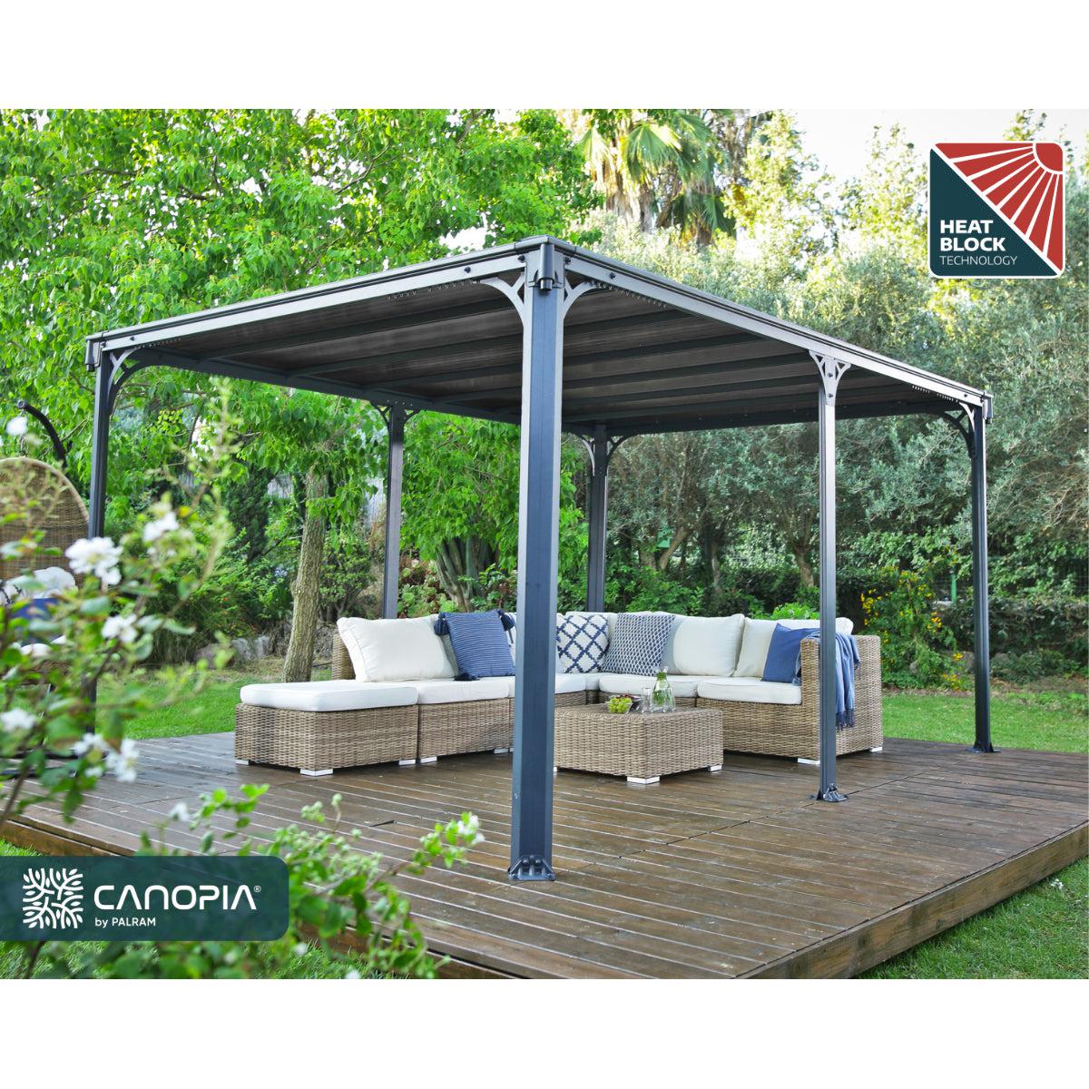 Milano Aluminum Flat Roof Gazebo 10 x 14 ft.| Palram-Canopia-Delightful Yard