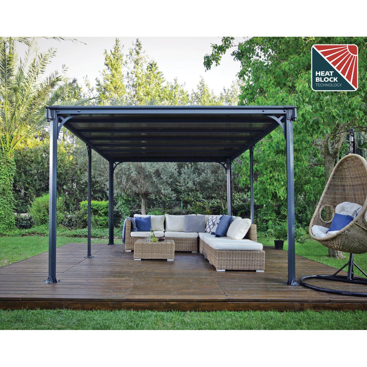 Milano Aluminum Flat Roof Gazebo 10 x 14 ft.| Palram-Canopia-Delightful Yard