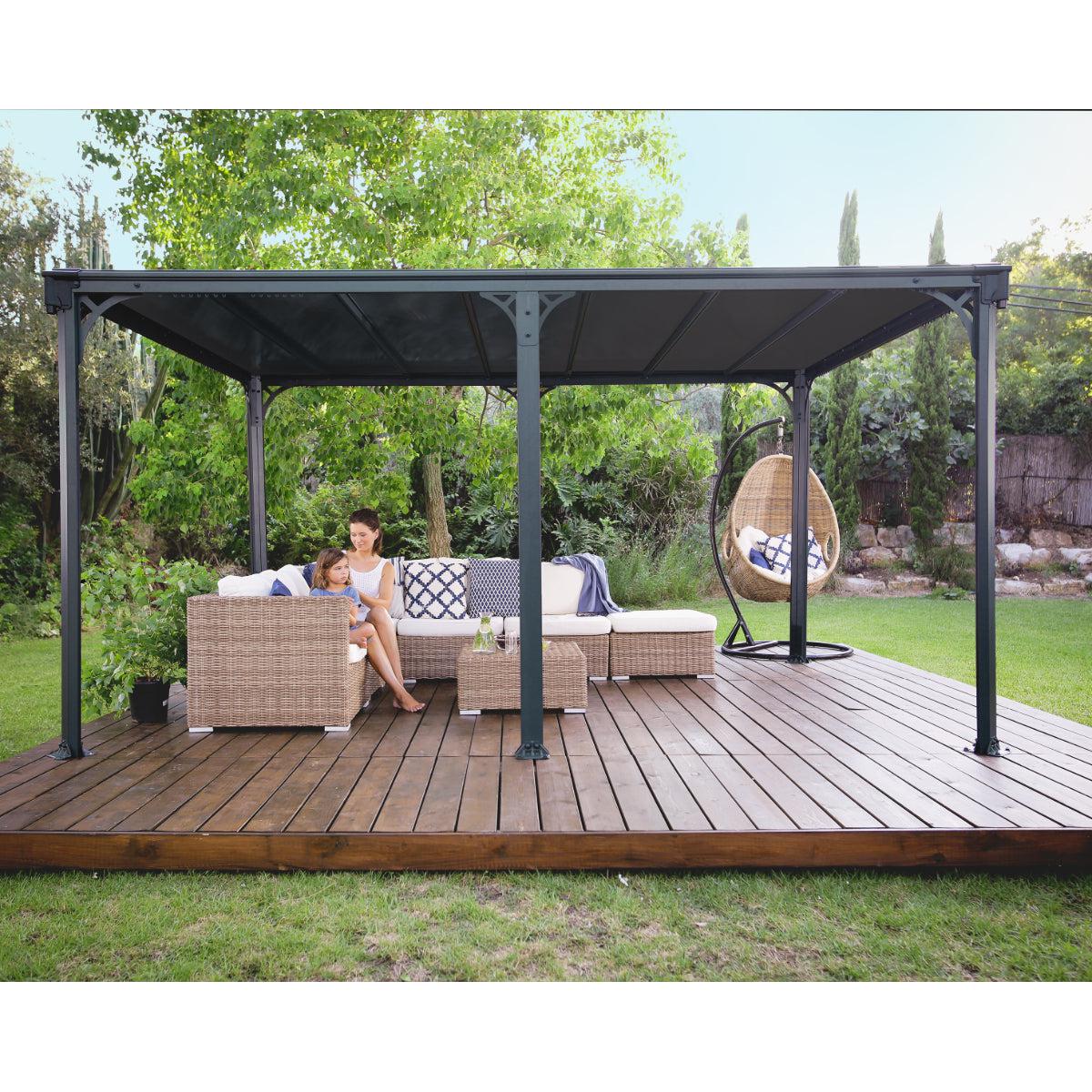 Milano Aluminum Flat Roof Gazebo 10 x 14 ft.| Palram-Canopia-Delightful Yard