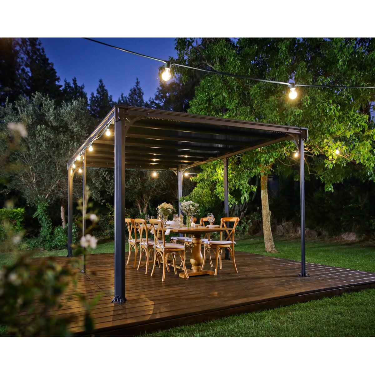 Milano Aluminum Flat Roof Gazebo 10 x 14 ft.| Palram-Canopia-Delightful Yard