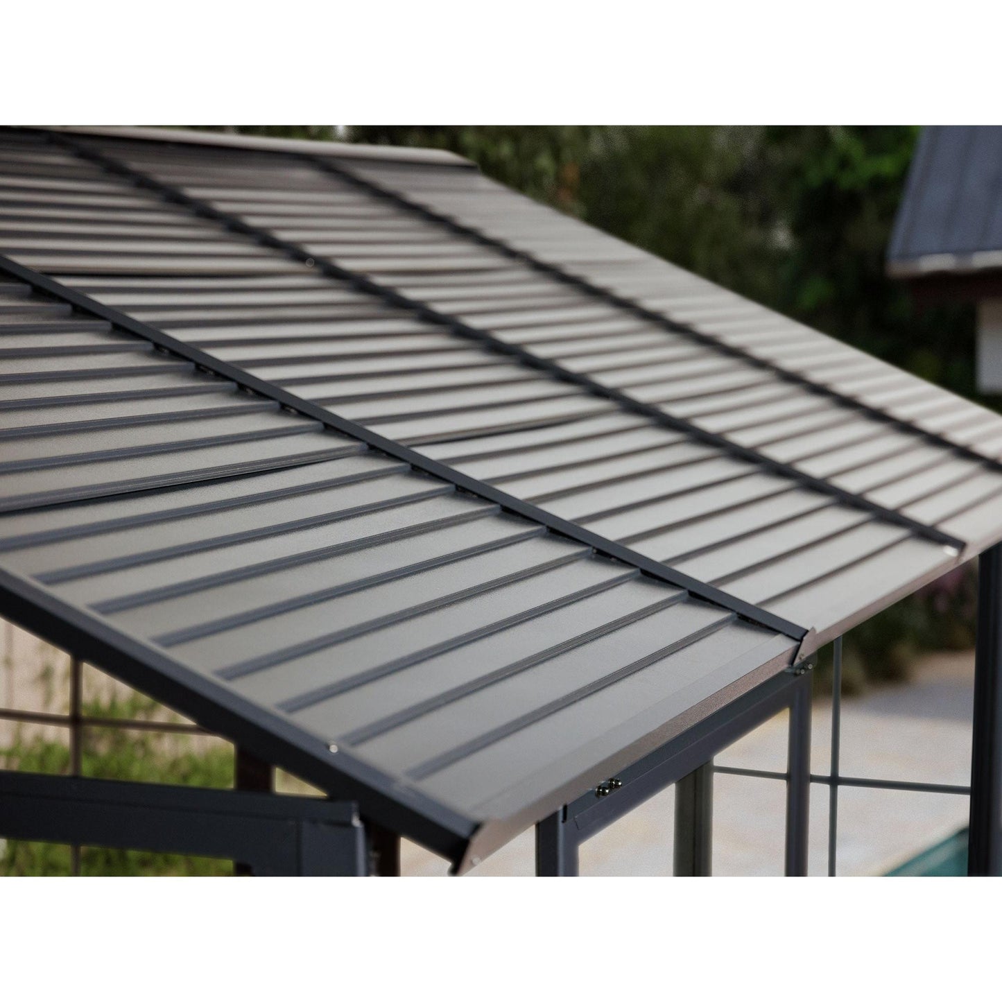 Myrdal Aluminum Solarium Metal Roof 11 x 14 ft. Black| Gazebo PenGuin-Delightful Yard