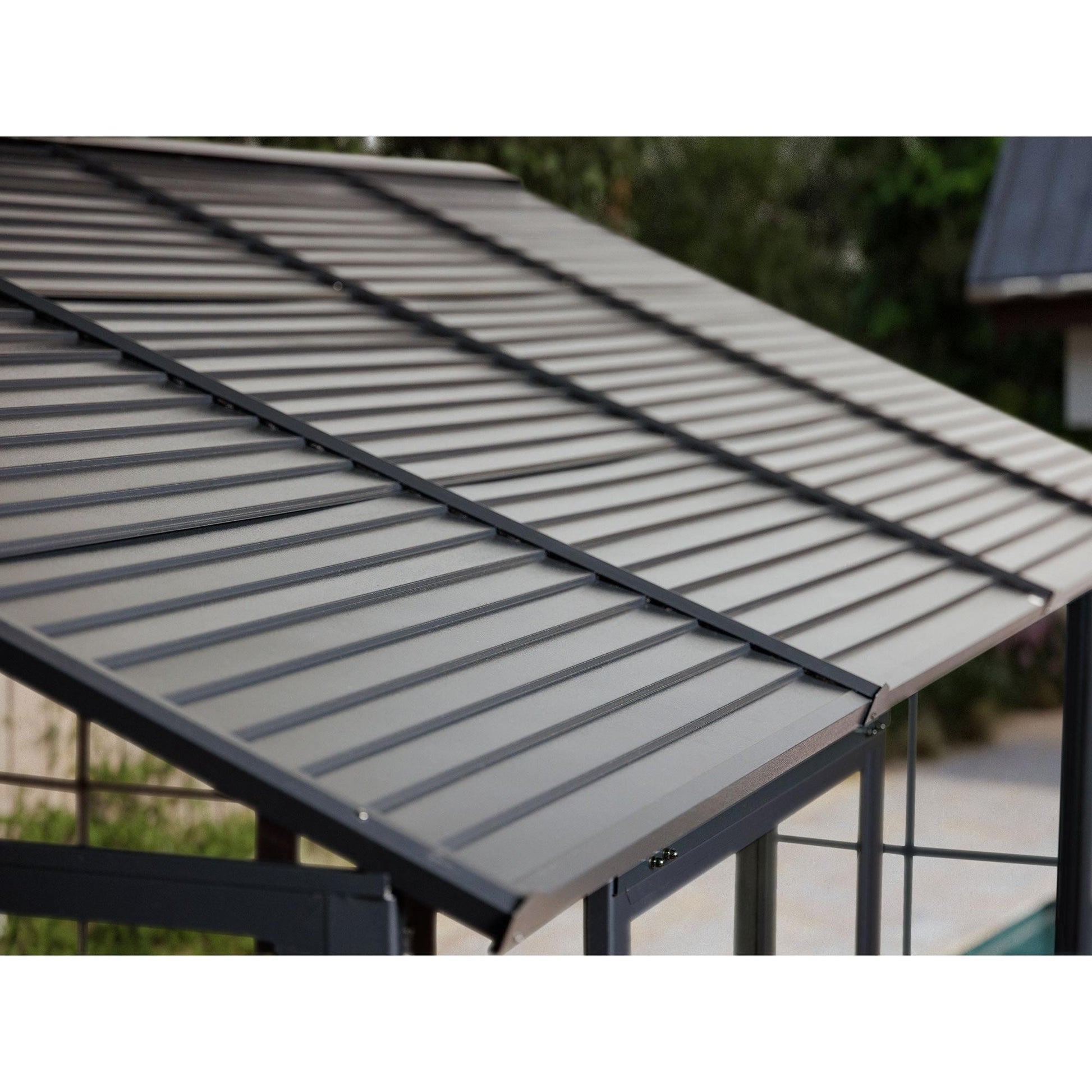 Myrdal Aluminum Solarium Metal Roof 11 x 14 ft. Black| Gazebo PenGuin-Delightful Yard