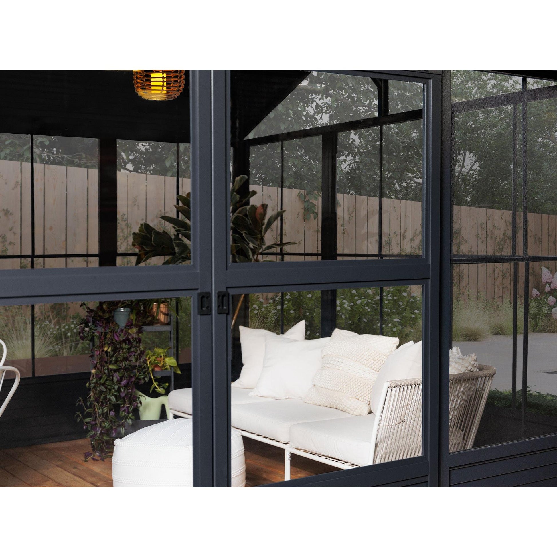 Myrdal Aluminum Solarium Metal Roof 11 x 14 ft. Black| Gazebo PenGuin-Delightful Yard