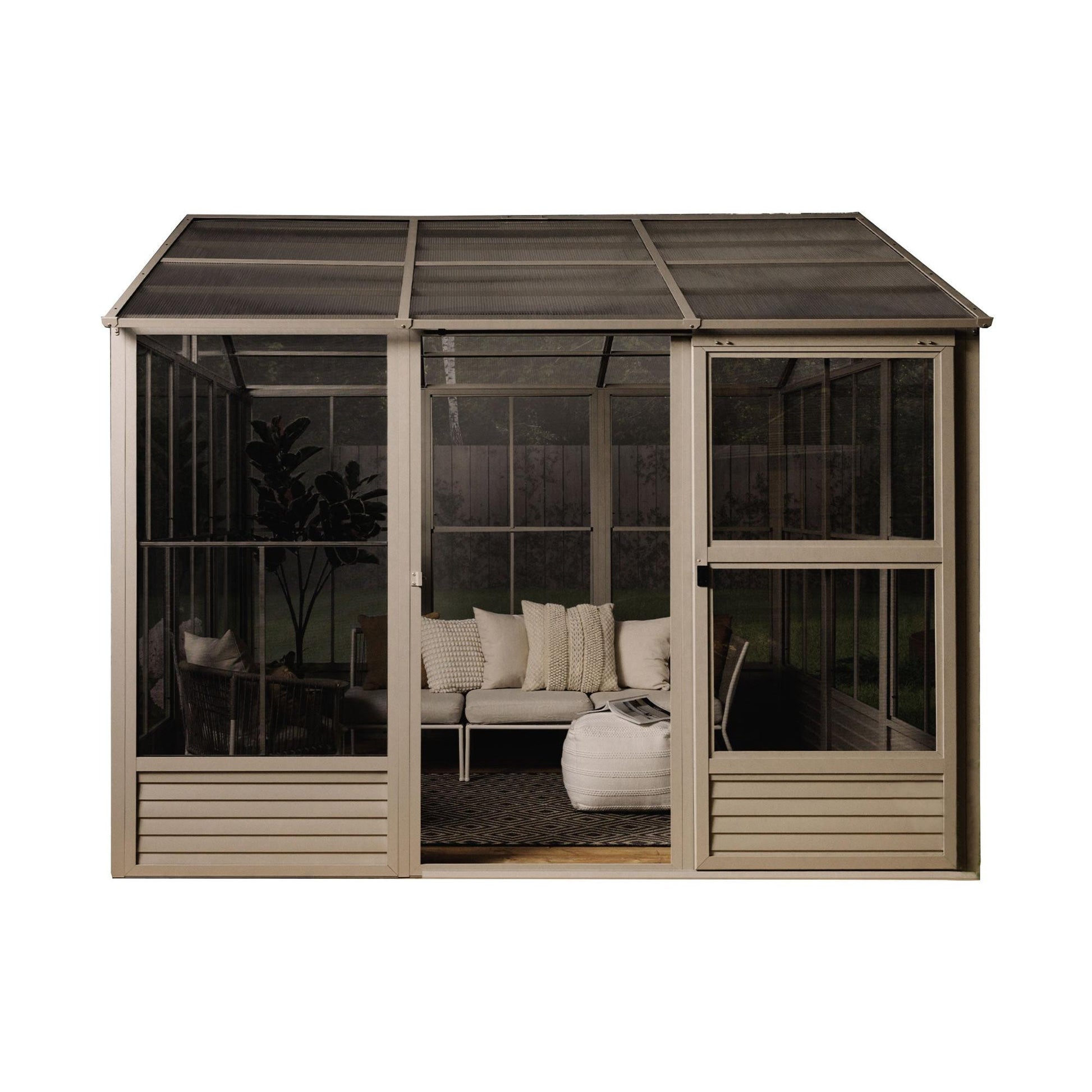 Myrdal Aluminum Solarium Polycarbonate Roof 11 x 14 ft. | Gazebo PenGuin-Delightful Yard