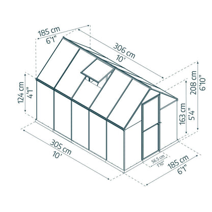 Mythos Polycarbonate Greenhouse 6 x 10 ft. Grey Frame | Palram-Canopia-Delightful Yard