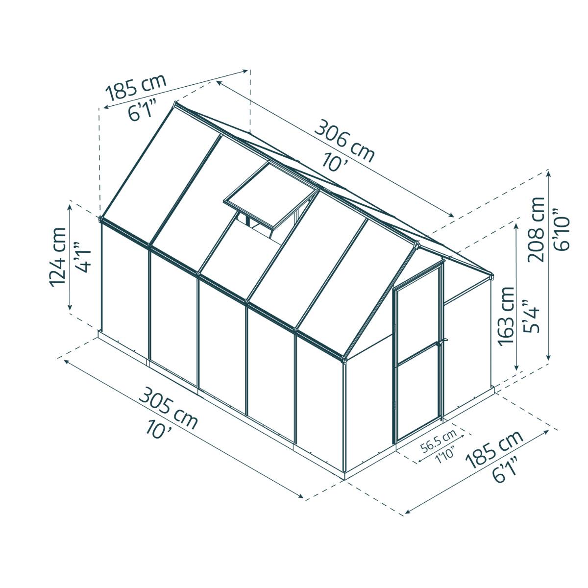 Mythos Polycarbonate Greenhouse 6 x 10 ft. Grey Frame | Palram-Canopia-Delightful Yard