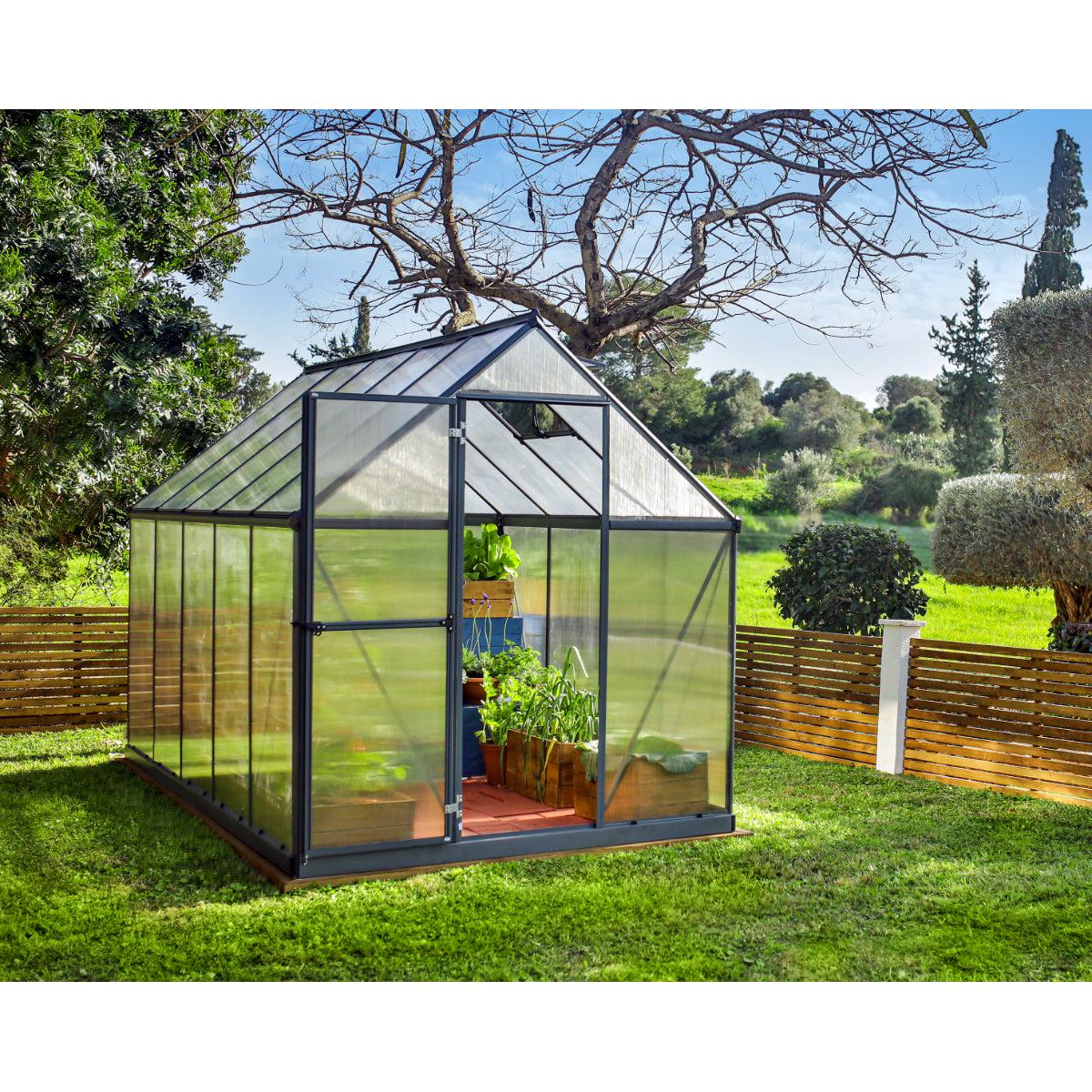 Mythos Polycarbonate Greenhouse 6 x 10 ft. Grey Frame | Palram-Canopia-Delightful Yard