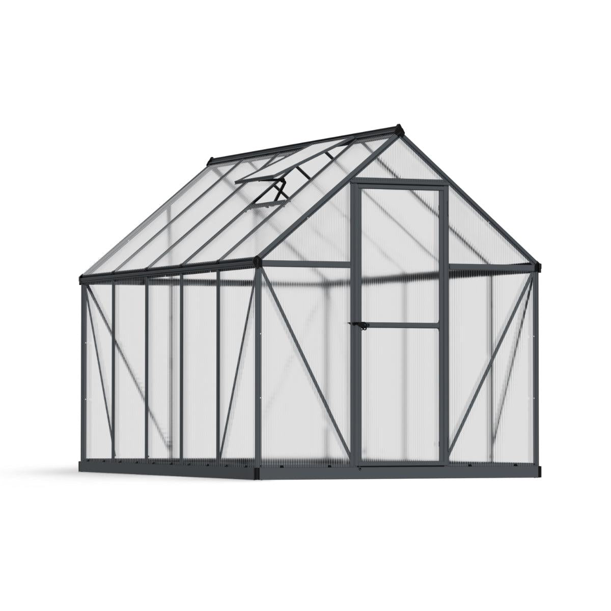 Mythos Polycarbonate Greenhouse 6 x 10 ft. Grey Frame | Palram-Canopia-Delightful Yard