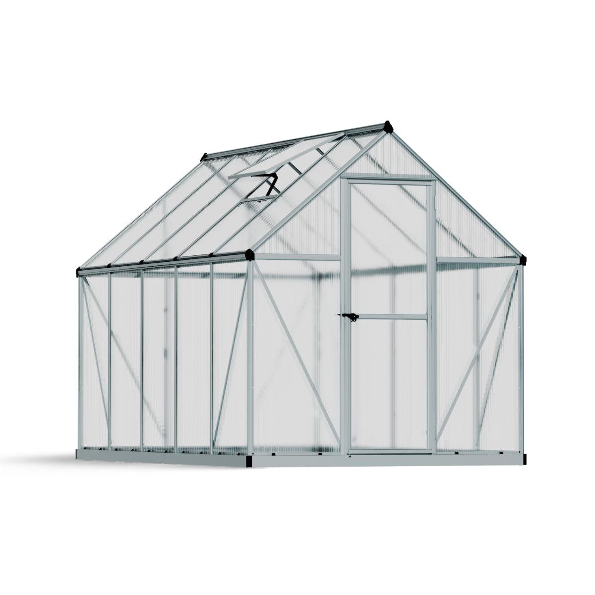 Mythos Polycarbonate Greenhouse 6 x 10 ft. Silver Frame | Palram-Canopia-Delightful Yard