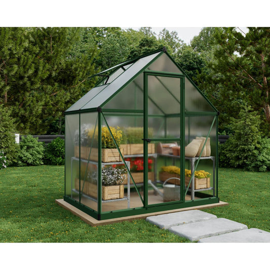 Mythos Polycarbonate Greenhouse 6 x 4 ft. Green Frame | Palram-Canopia-Delightful Yard