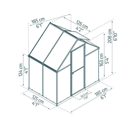 Mythos Polycarbonate Greenhouse 6 x 4 ft. Silver Frame | Palram-Canopia-Delightful Yard