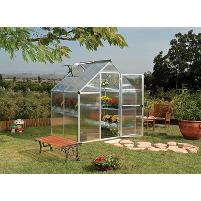 Mythos Polycarbonate Greenhouse 6 x 4 ft. Silver Frame | Palram-Canopia-Delightful Yard