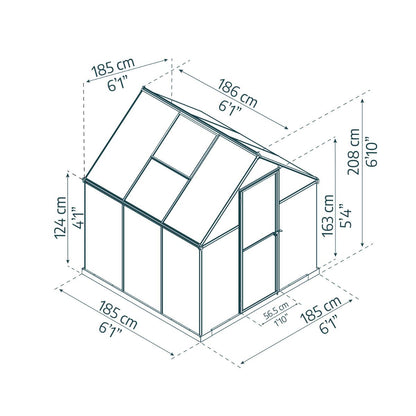 Mythos Polycarbonate Greenhouse 6 x 6 ft. Silver Frame | Palram-Canopia-Delightful Yard