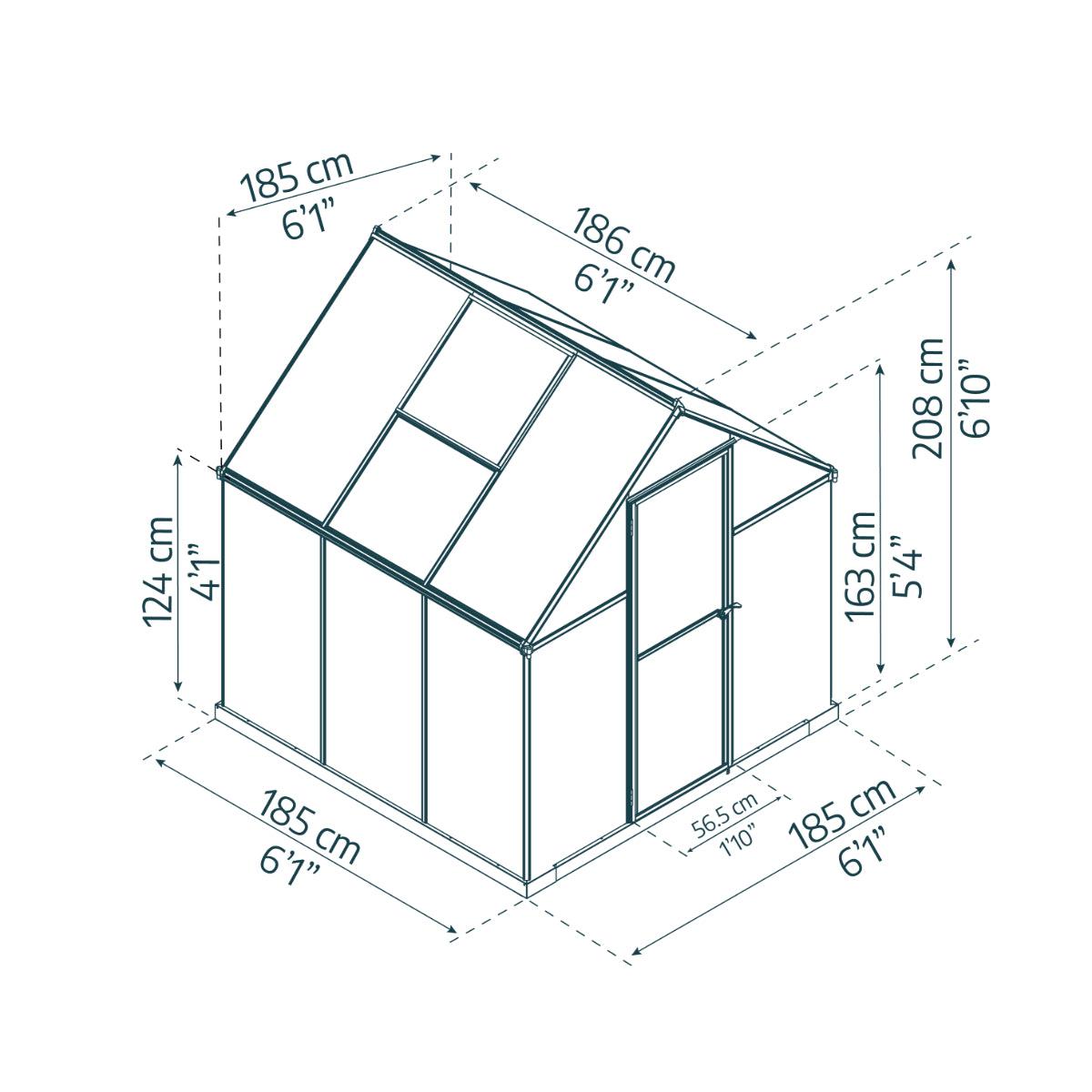 Mythos Polycarbonate Greenhouse 6 x 6 ft. Silver Frame | Palram-Canopia-Delightful Yard