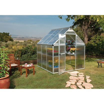 Mythos Polycarbonate Greenhouse 6 x 6 ft. Silver Frame | Palram-Canopia-Delightful Yard