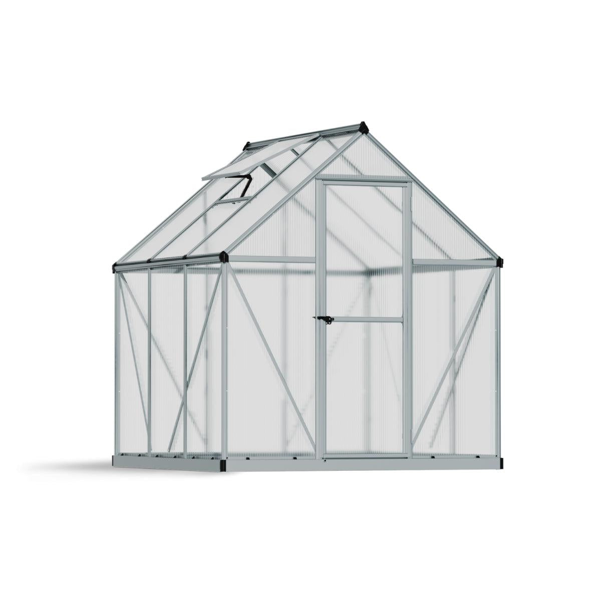 Mythos Polycarbonate Greenhouse 6 x 6 ft. Silver Frame | Palram-Canopia-Delightful Yard