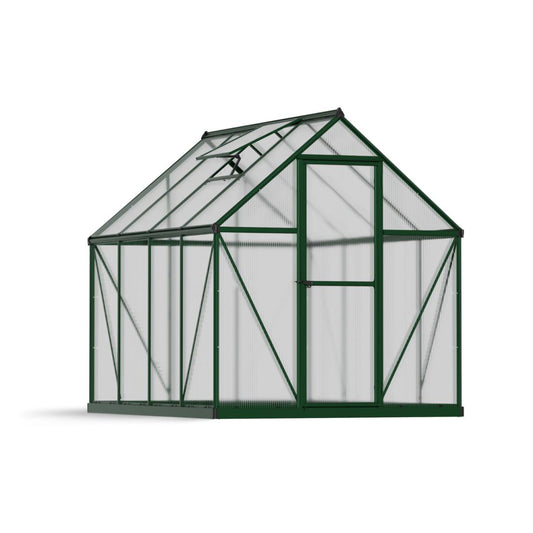 Mythos Polycarbonate Greenhouse 6 x 8 ft. Green Frame | Palram-Canopia-Delightful Yard