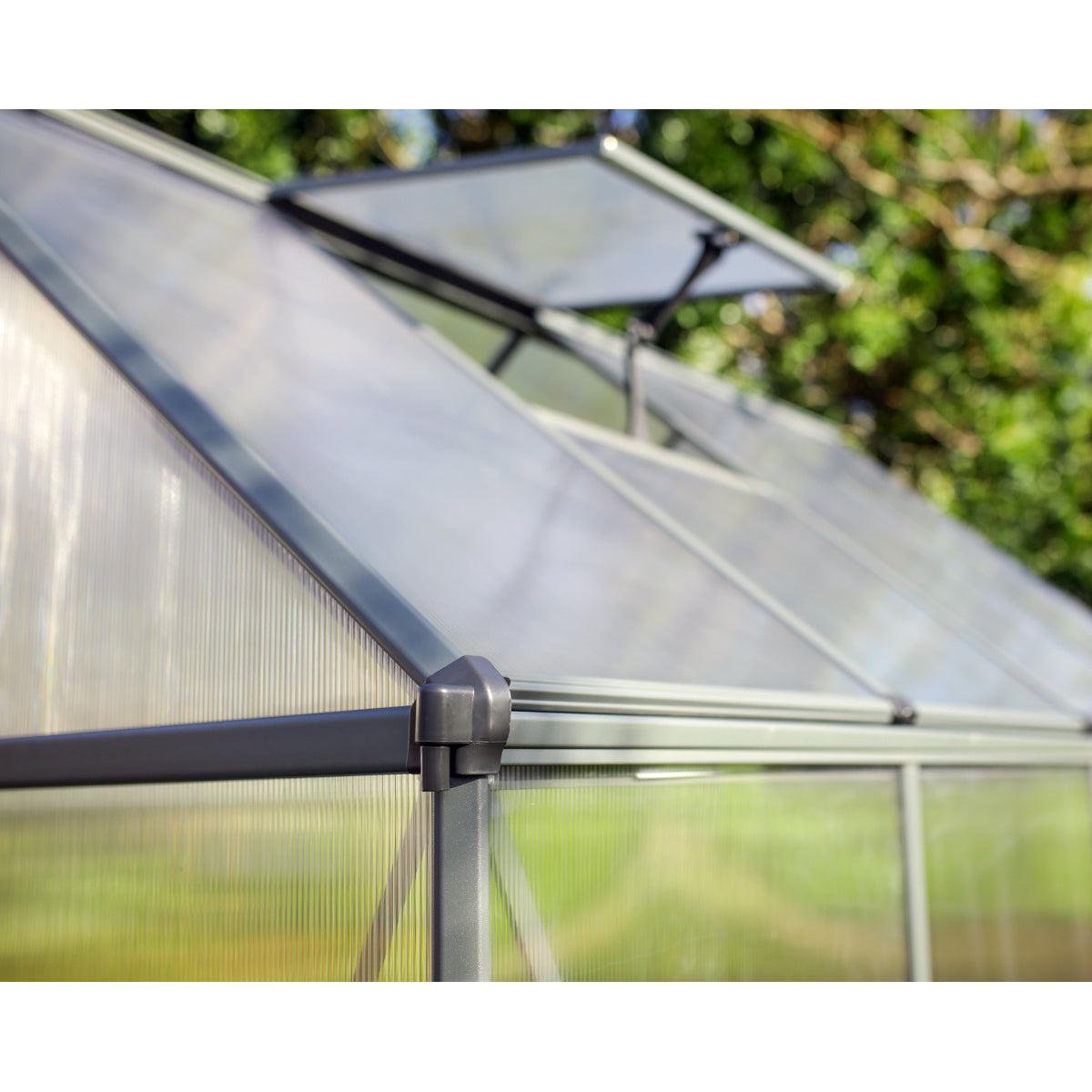 Mythos Polycarbonate Greenhouse 6 x 10 ft. Grey Frame | Palram-Canopia-Delightful Yard