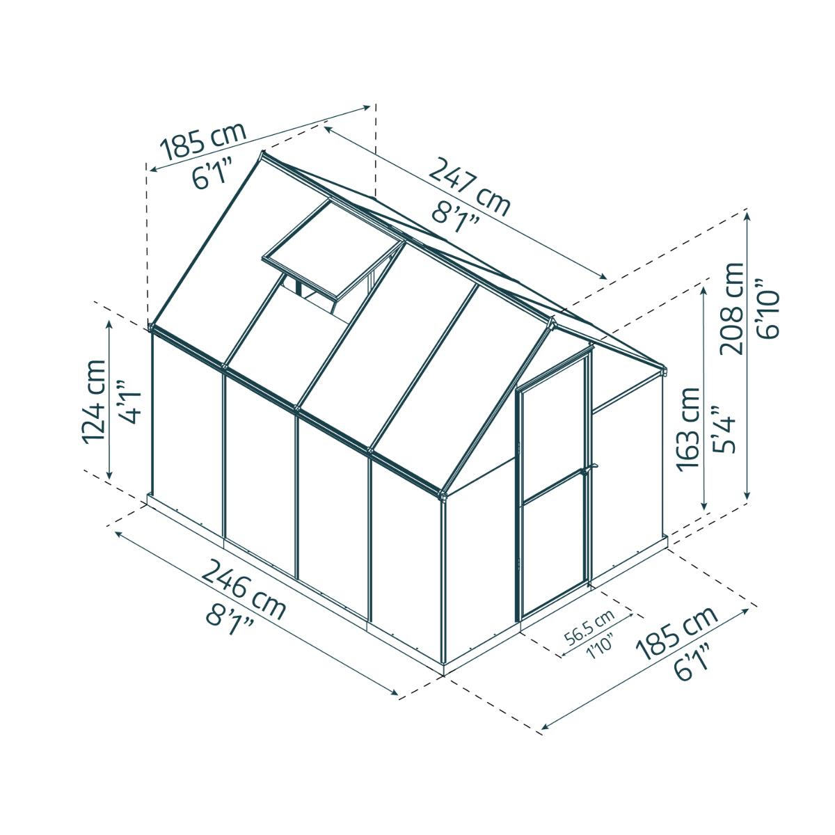 Mythos Polycarbonate Greenhouse 6 x 8 ft. Grey Frame | Palram-Canopia-Delightful Yard