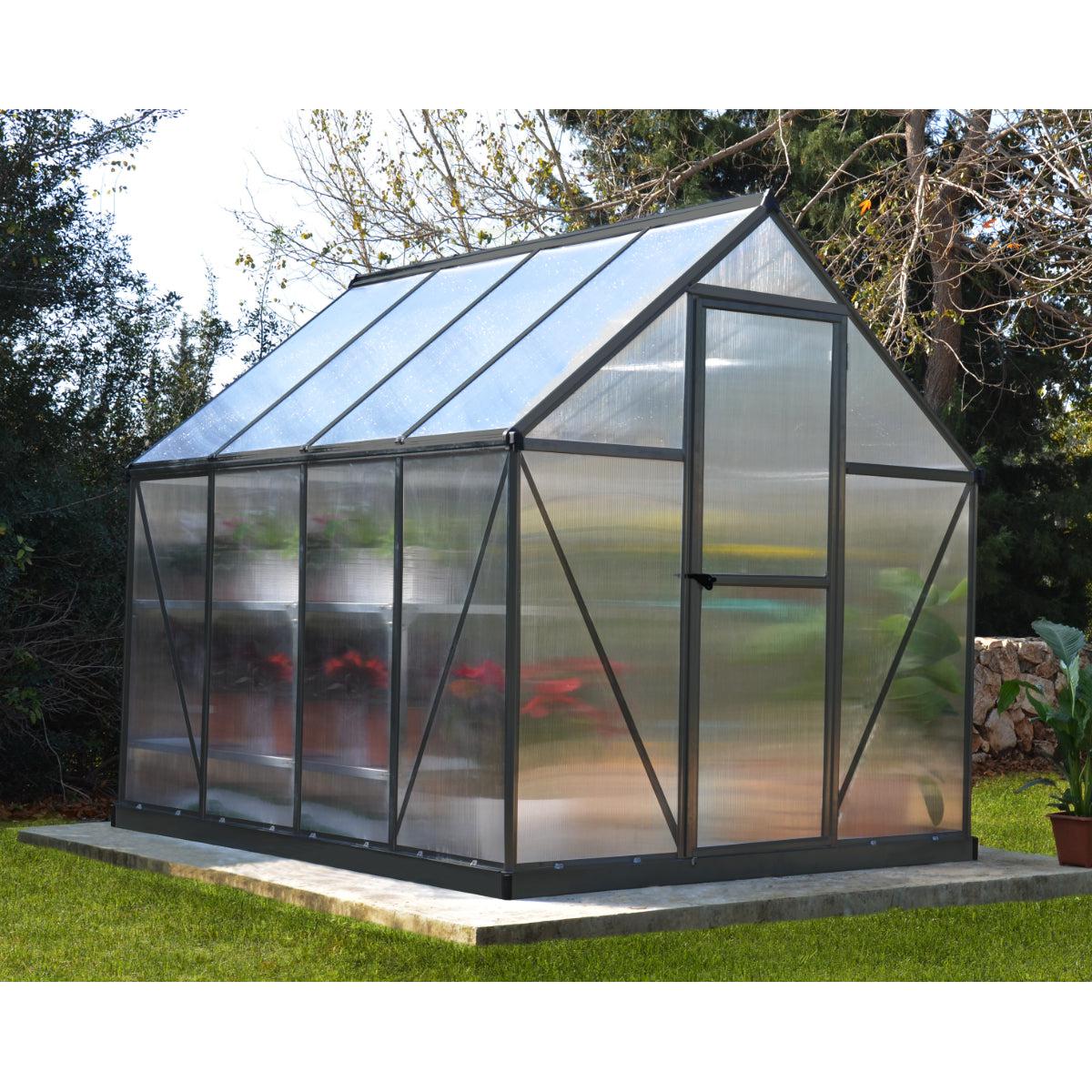 Mythos Polycarbonate Greenhouse 6 x 8 ft. Grey Frame | Palram-Canopia-Delightful Yard