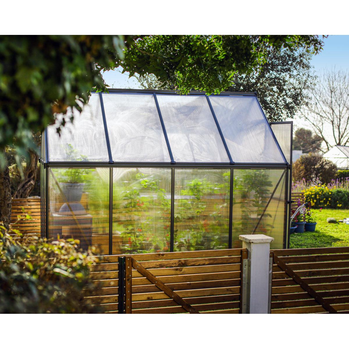 Mythos Polycarbonate Greenhouse 6 x 8 ft. Grey Frame | Palram-Canopia-Delightful Yard