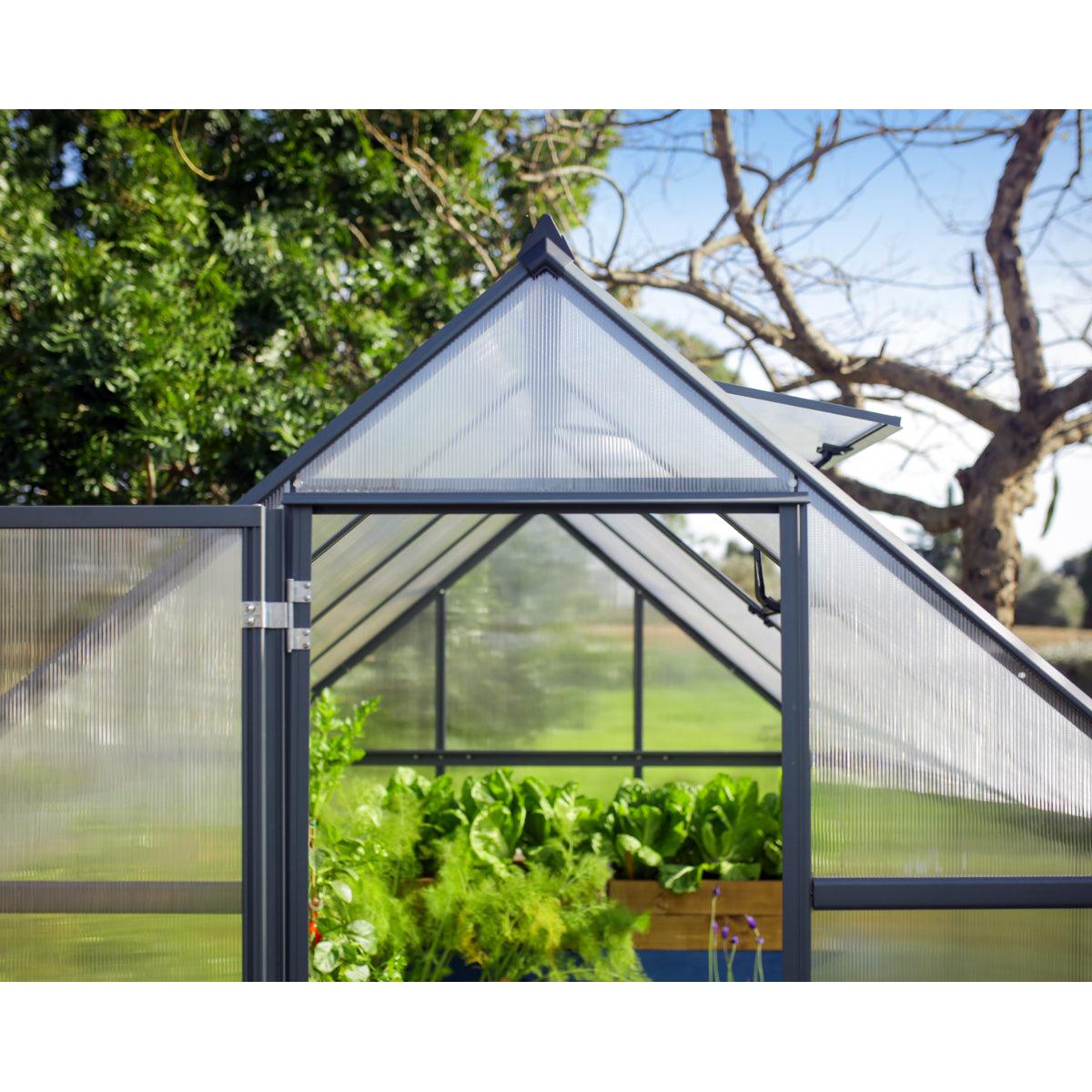 Mythos Polycarbonate Greenhouse 6 x 10 ft. Grey Frame | Palram-Canopia-Delightful Yard