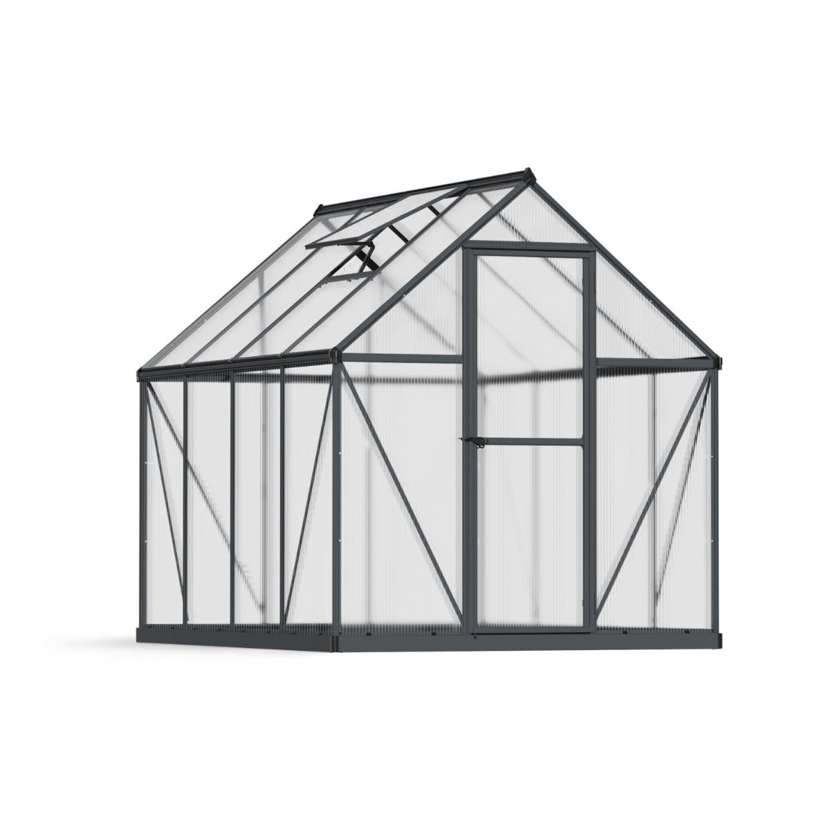 Mythos Polycarbonate Greenhouse 6 x 8 ft. Grey Frame | Palram-Canopia-Delightful Yard