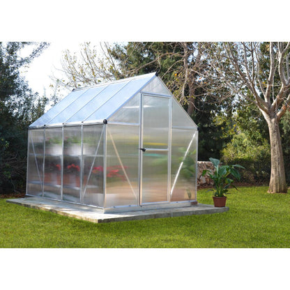 Mythos Polycarbonate Greenhouse 6 x 8 ft. Silver Frame | Palram-Canopia-Delightful Yard