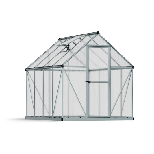 Mythos Polycarbonate Greenhouse 6 x 8 ft. Silver Frame | Palram-Canopia-Delightful Yard