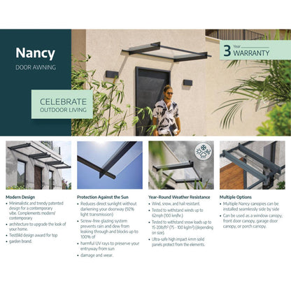 Nancy Door Awning 7 x 3 ft Clear Panel | Palram-Canopia-Delightful Yard