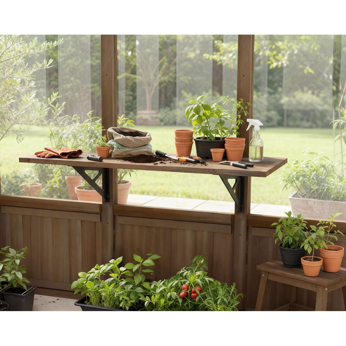 Natura Cedar Wood Greenhouse Shelf Kit | Palram-Canopia-Delightful Yard