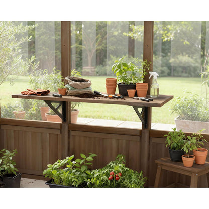 Natura Cedar Wood Greenhouse Shelf Kit | Palram-Canopia-Delightful Yard