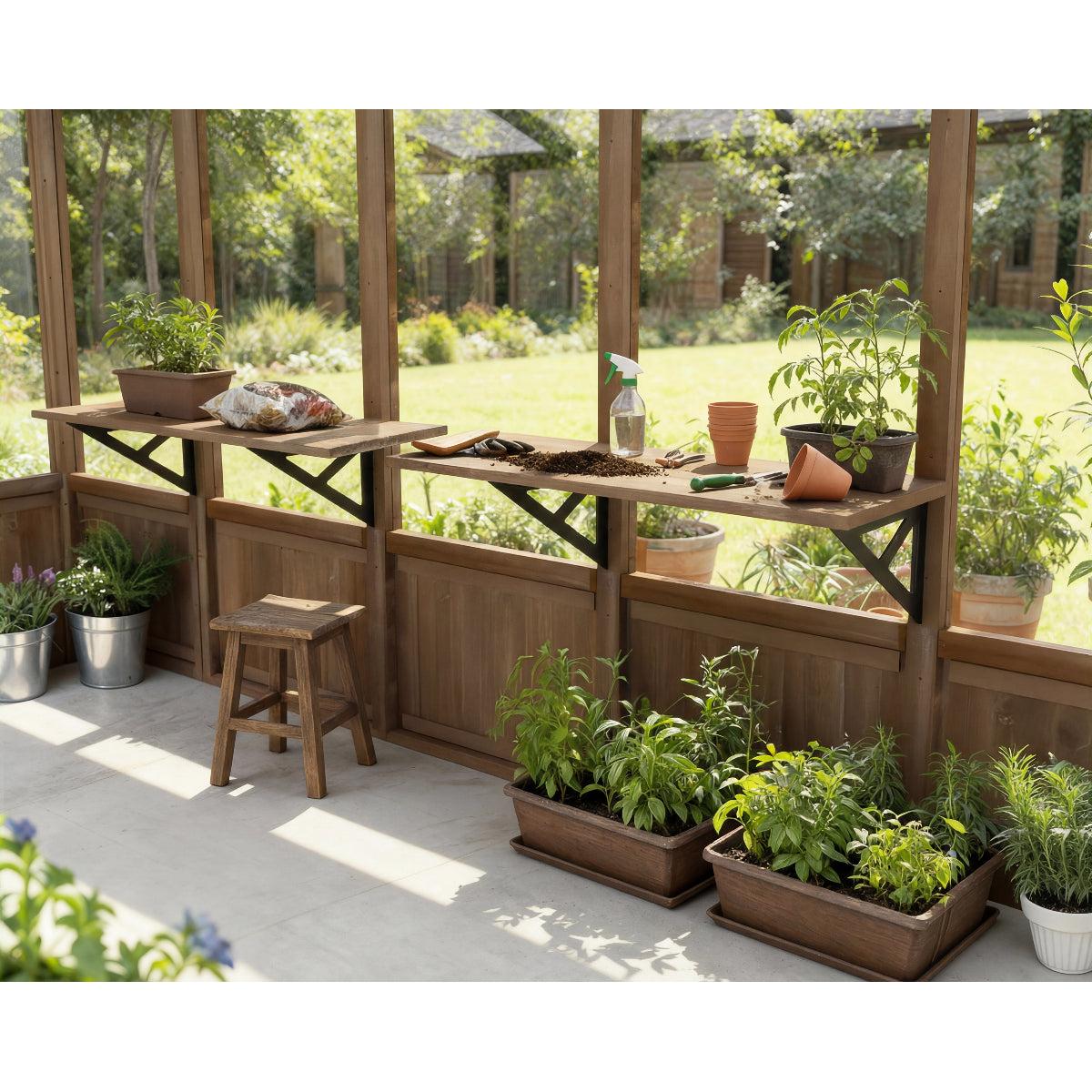 Natura Cedar Wood Greenhouse Shelf Kit | Palram-Canopia-Delightful Yard