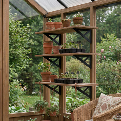Natura Cedar Wood Greenhouse Shelf Kit | Palram-Canopia-Delightful Yard