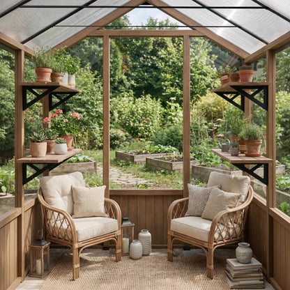 Natura Cedar Wood Greenhouse Shelf Kit | Palram-Canopia-Delightful Yard