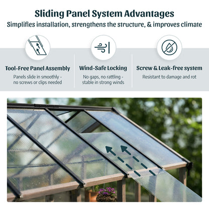 Natura Cedar Wood Polycarbonate Greenhouse 8 x 21 ft. | Palram-Canopia-Delightful Yard