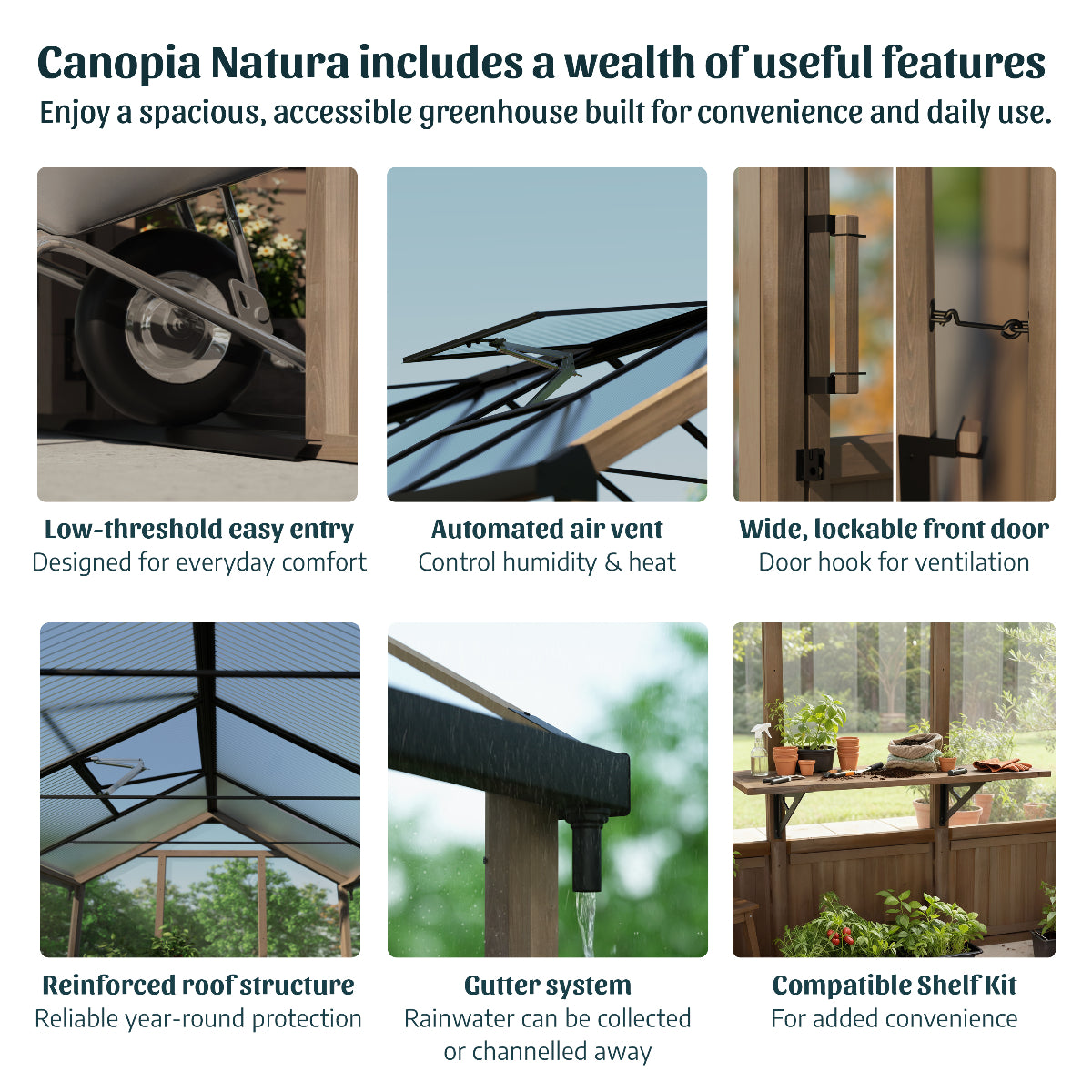 Natura Cedar Wood Polycarbonate Greenhouse 8 x 21 ft. | Palram-Canopia-Delightful Yard