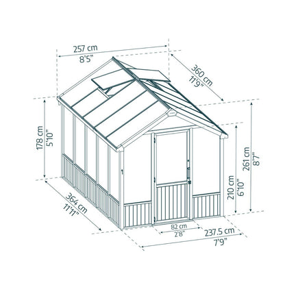 Natura Cedar Wood Polycarbonate Greenhouse 8 x 12 ft. | Palram-Canopia-Delightful Yard