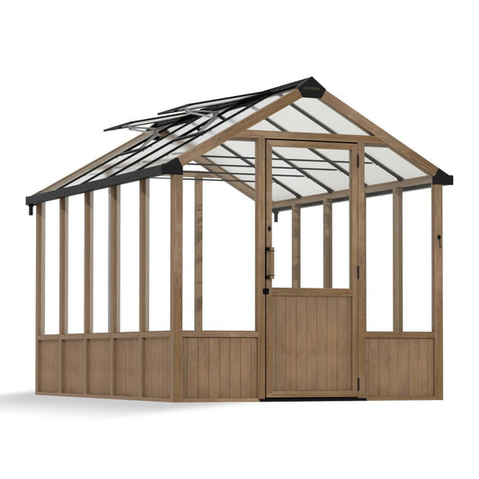 Natura Cedar Wood Polycarbonate Greenhouse 8 x 12 ft. | Palram-Canopia-Delightful Yard