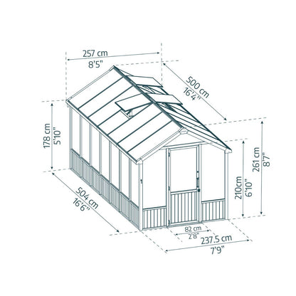 Natura Cedar Wood Polycarbonate Greenhouse 8 x 17 ft. | Palram-Canopia-Delightful Yard