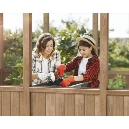 Natura Cedar Wood Polycarbonate Greenhouse 8 x 12 ft. | Palram-Canopia-Delightful Yard