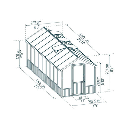 Natura Cedar Wood Polycarbonate Greenhouse 8 x 21 ft. | Palram-Canopia-Delightful Yard