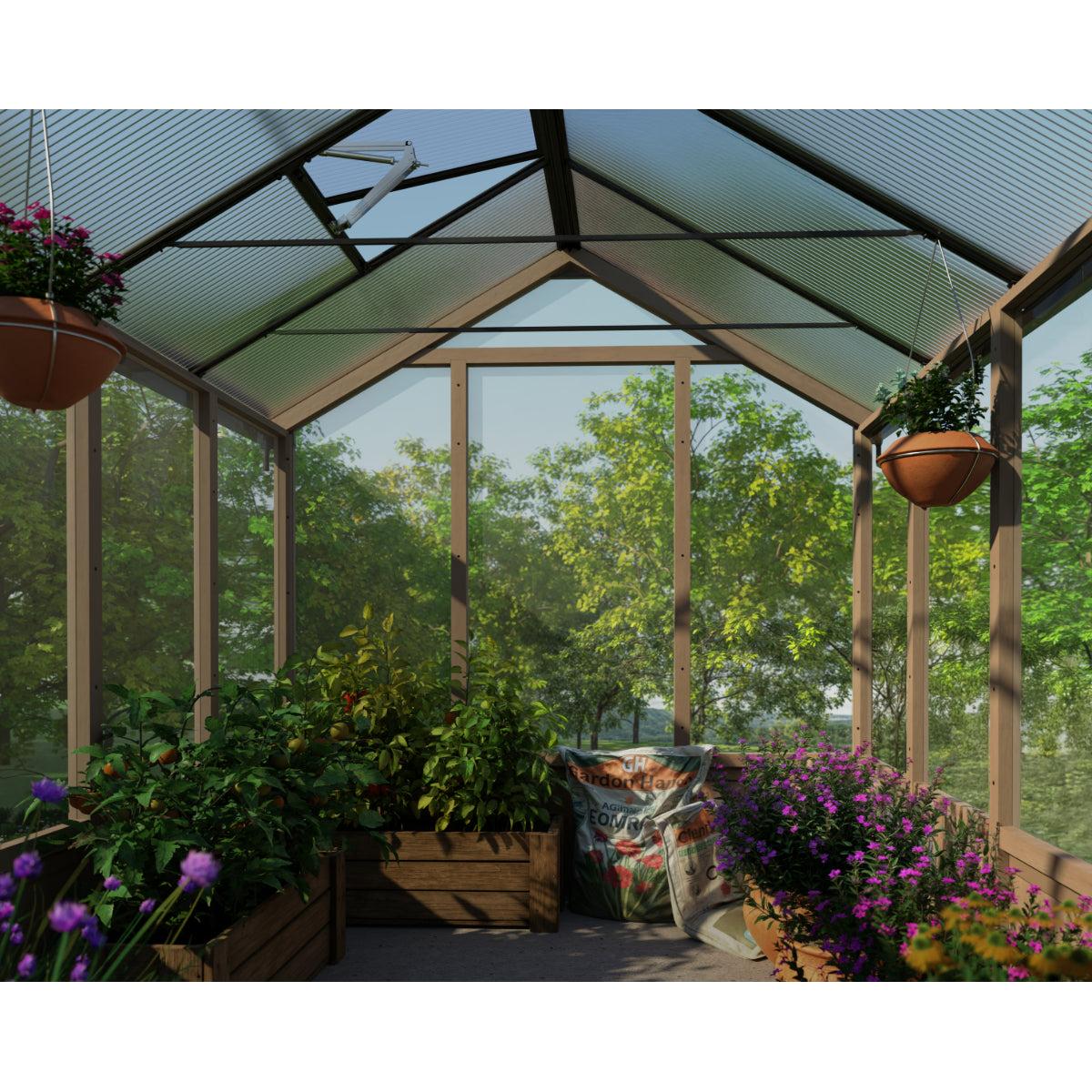 Natura Cedar Wood Polycarbonate Greenhouse 8 x 12 ft. | Palram-Canopia-Delightful Yard