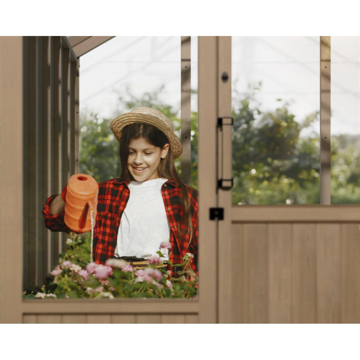 Natura Cedar Wood Polycarbonate Greenhouse 8 x 12 ft. | Palram-Canopia-Delightful Yard