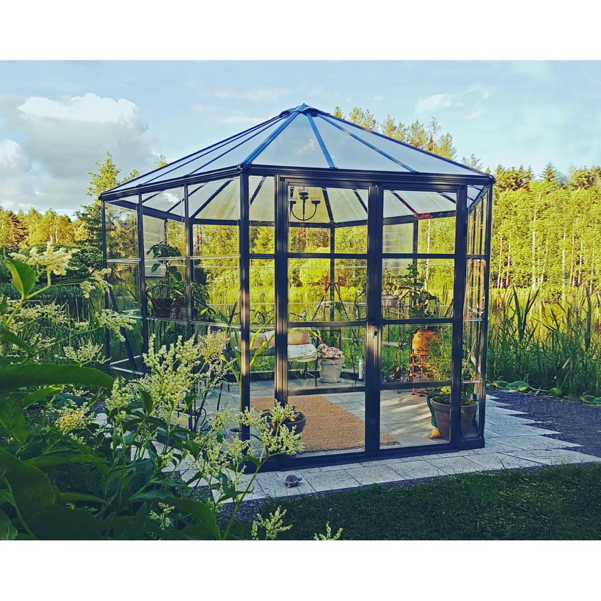 Oasis Hexagonal Polycarbonate Greenhouse Solarium 12 ft. | Palram-Canopia-Delightful Yard