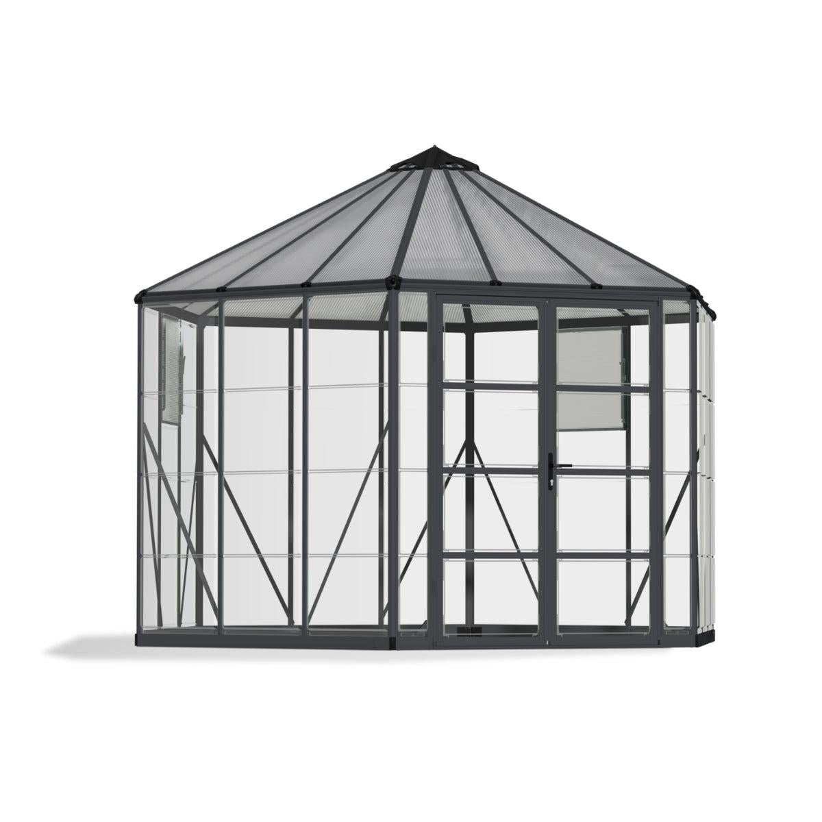 Oasis Hexagonal Polycarbonate Greenhouse Solarium 12 ft. | Palram-Canopia-Delightful Yard