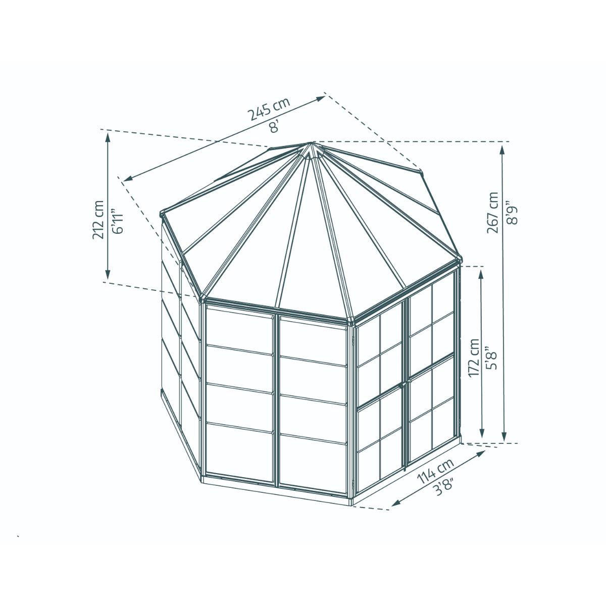 Oasis Hexagonal Polycarbonate Greenhouse Solarium 8 ft. | Palram-Canopia-Delightful Yard