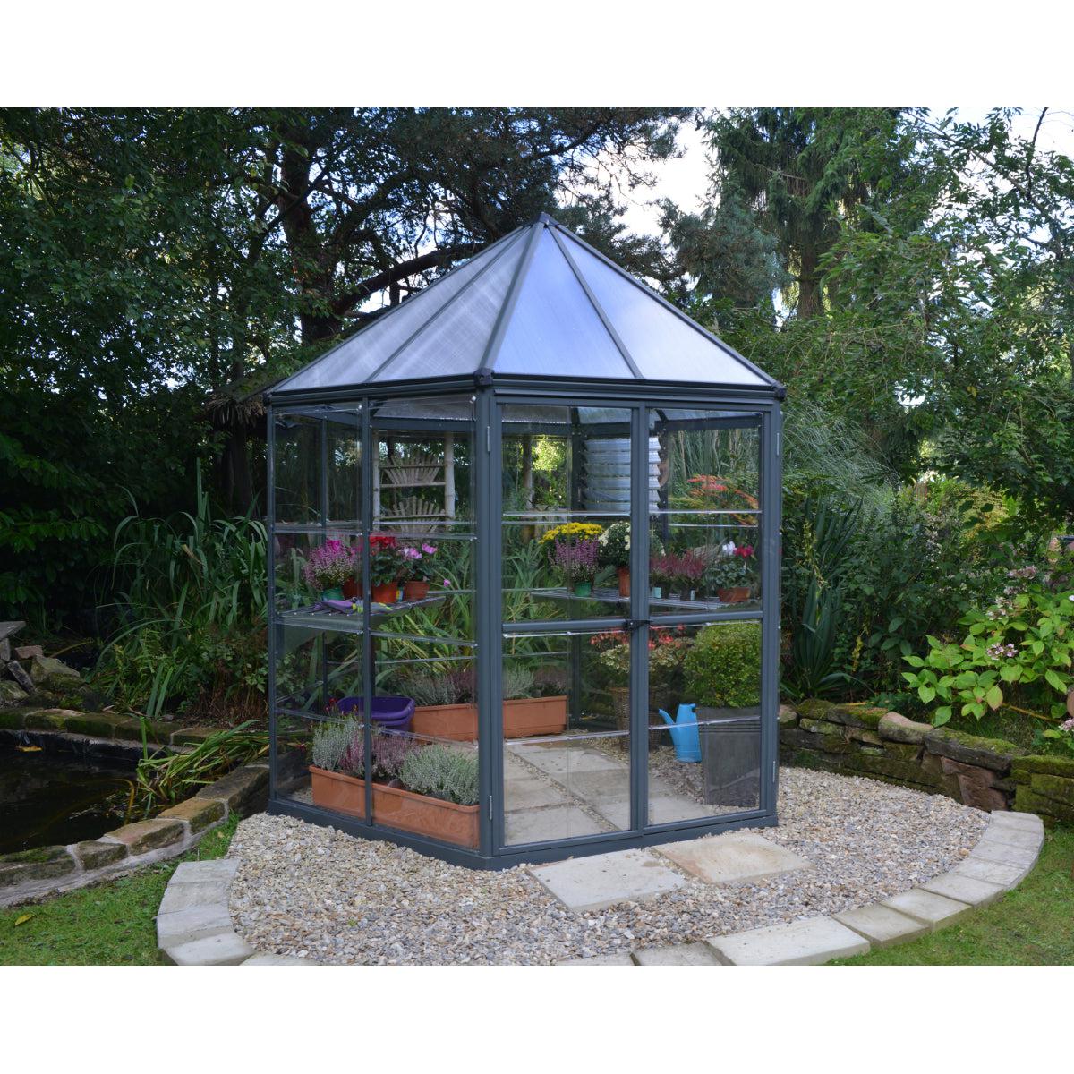 Oasis Hexagonal Polycarbonate Greenhouse Solarium 8 ft. | Palram-Canopia-Delightful Yard