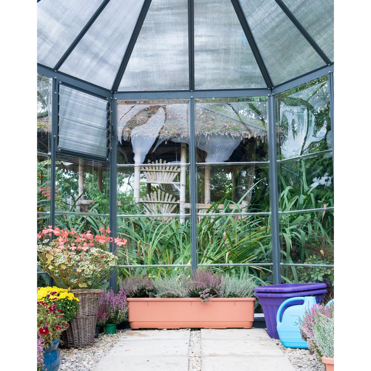 Oasis Hexagonal Polycarbonate Greenhouse Solarium 8 ft. | Palram-Canopia-Delightful Yard